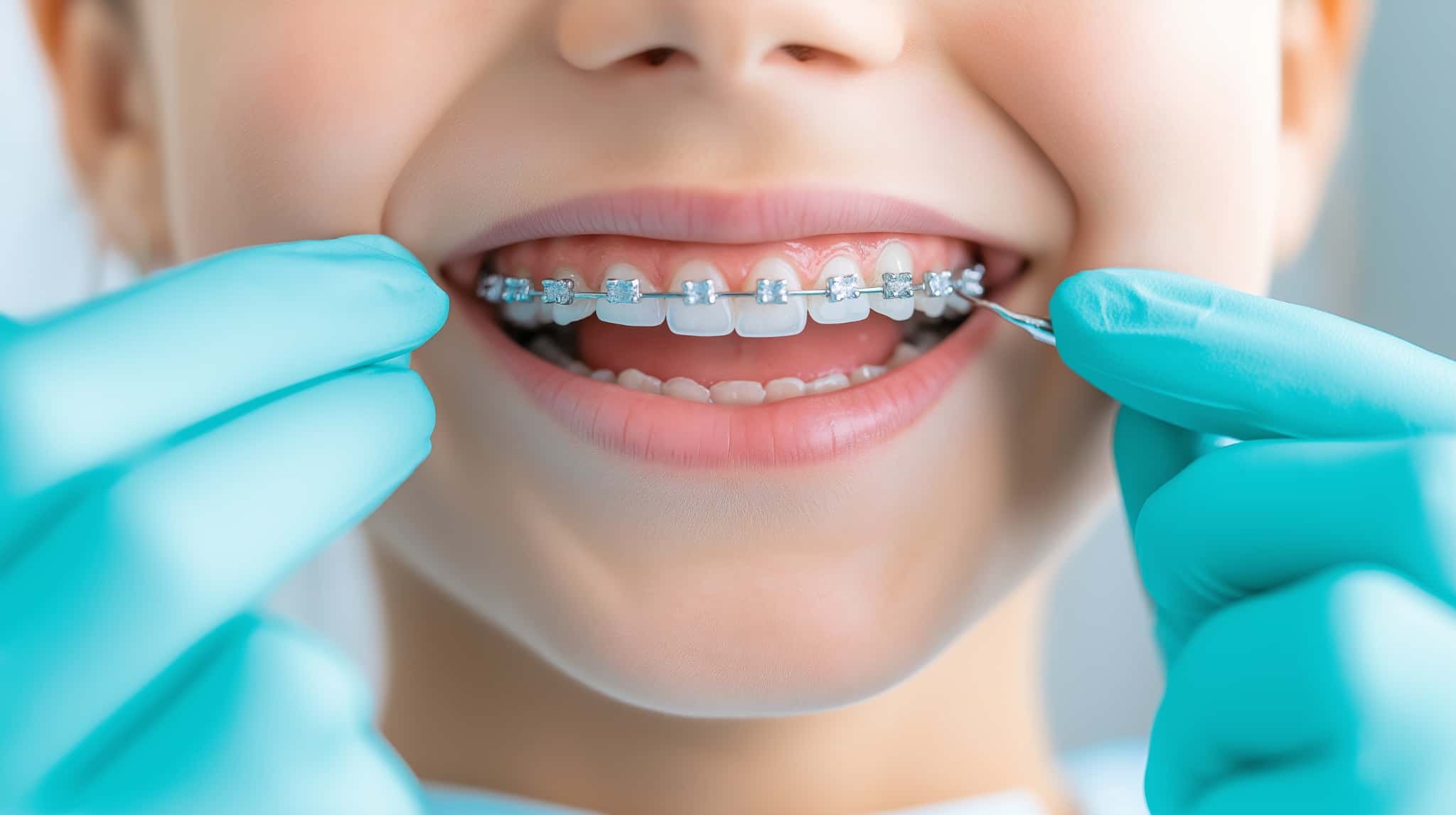 子どものすきっ歯の治療方法の一つであるワイヤー矯正のイメージ