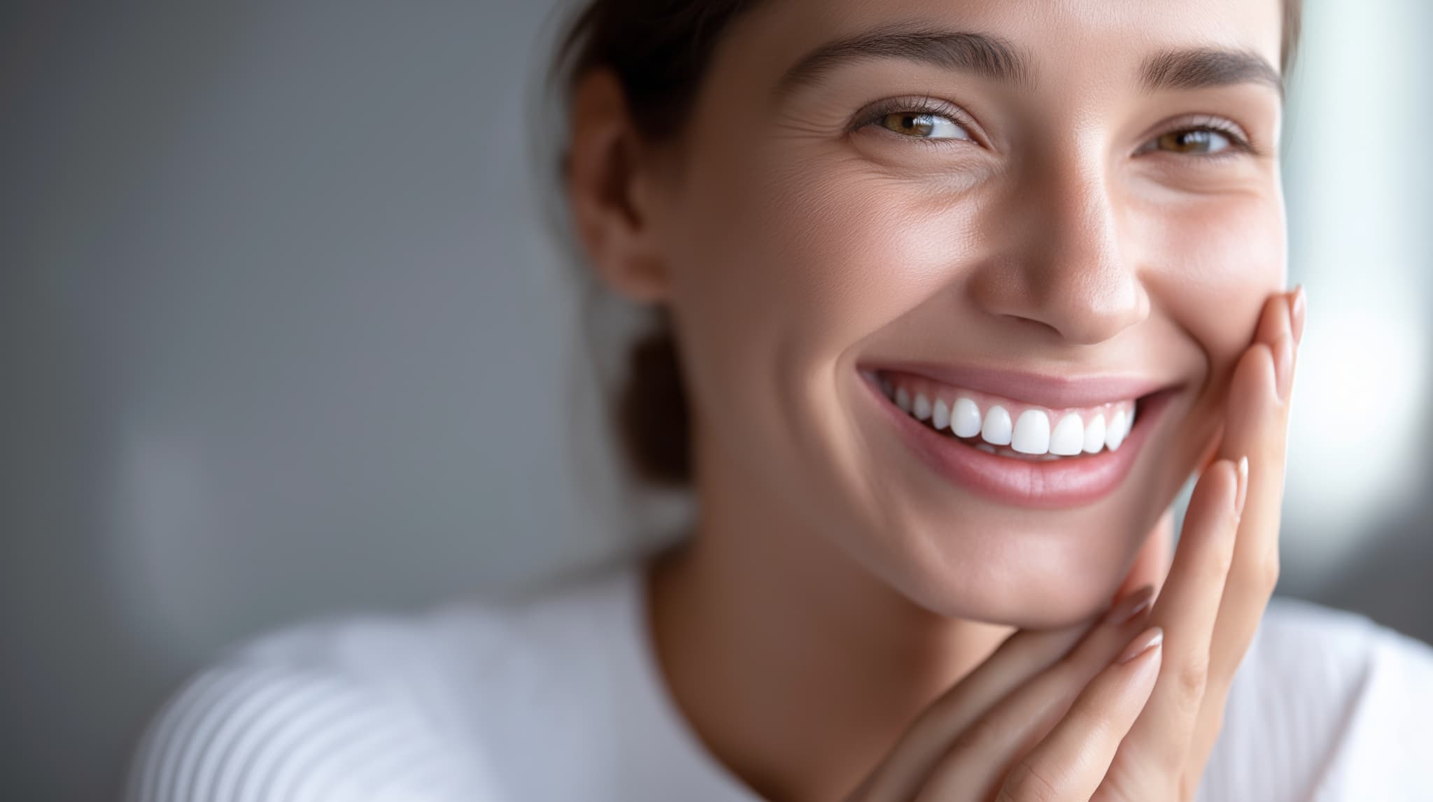 虫歯ケアをして健康に過ごす笑顔の女性