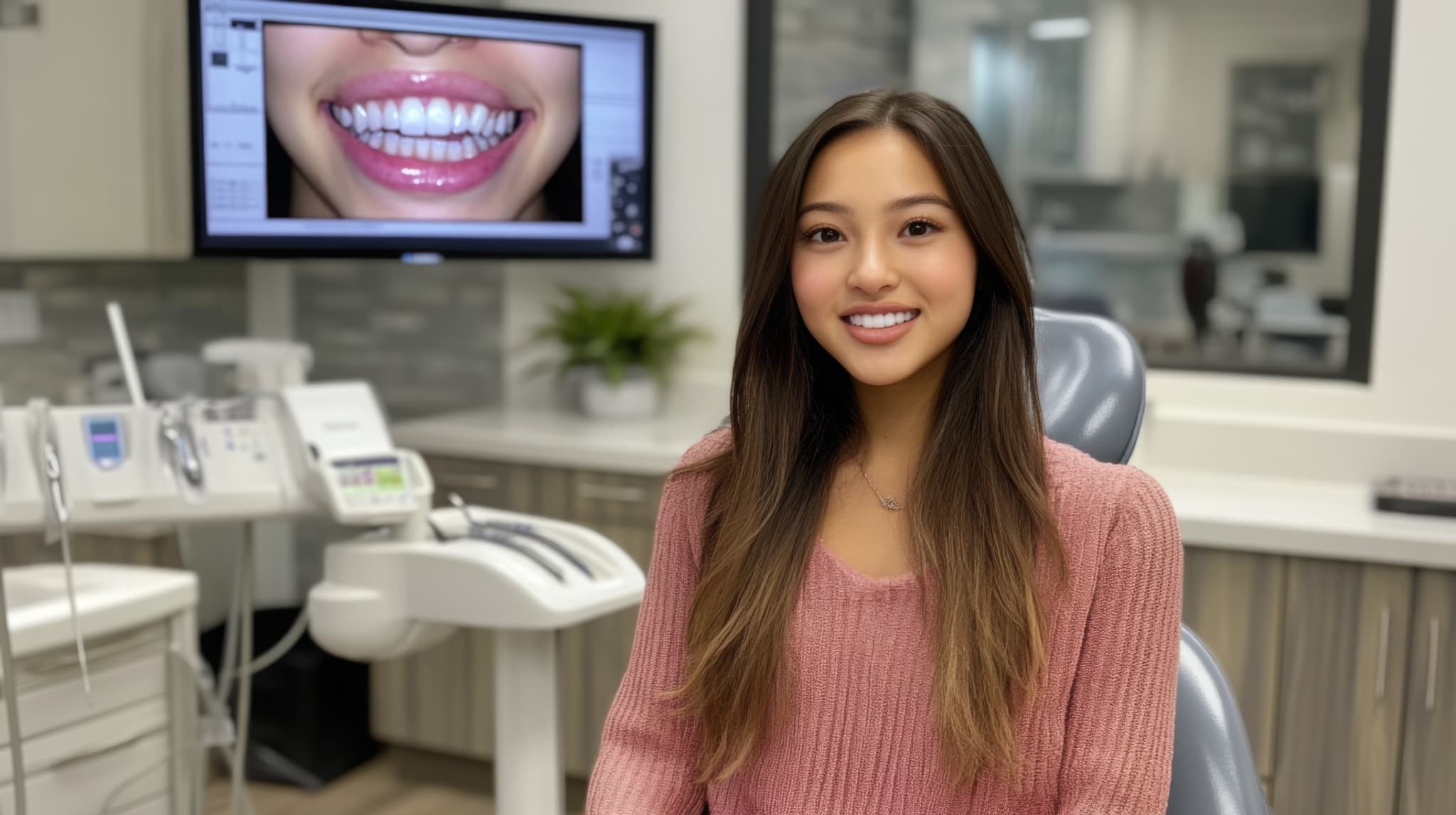 ブリッジ治療を受けて笑顔の女性